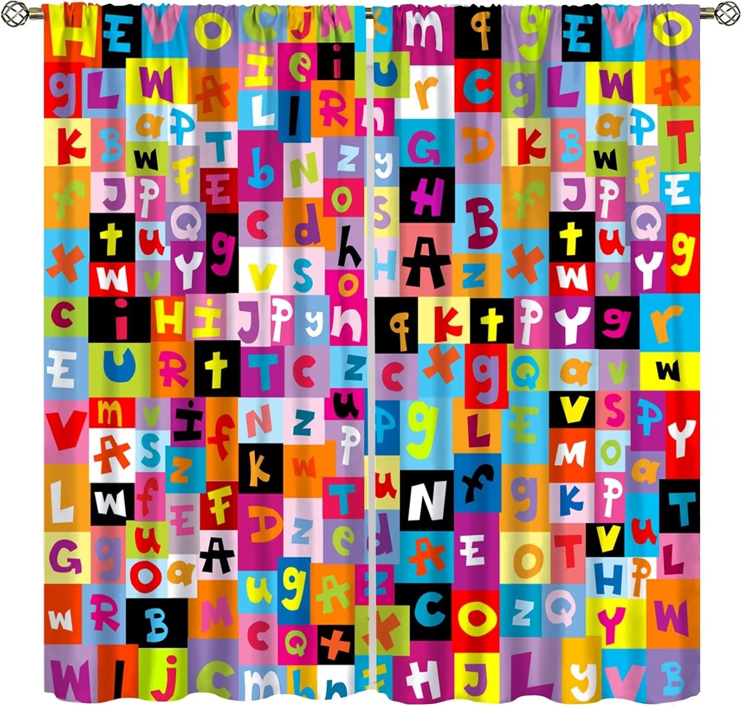 Abc Kids Early Education - Cortinas Multicoloridas com Blocos ABC, Painéis