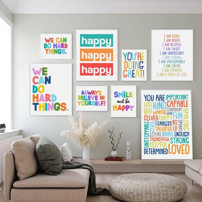 Kids Education Motivation - Pôster Inspirador para Parede de Sala