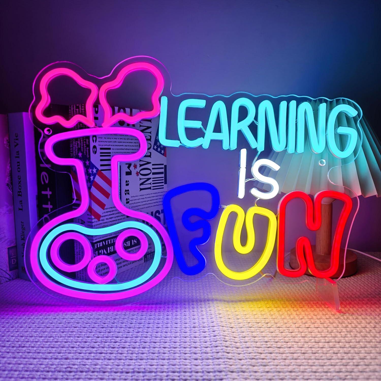 Kids Education Motivation - Aprendizagem É Divertida - Letreiro Neon